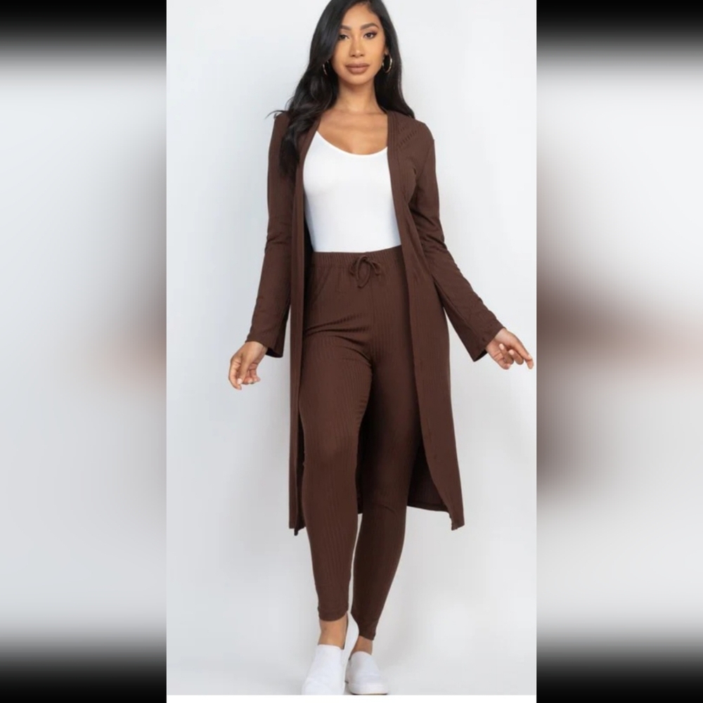 Coffee cardigan and legging set